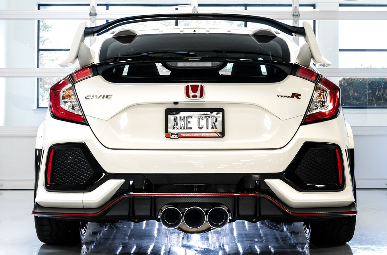 AWE Touring Edition Exhaust for FK8 Civic Type R (includes Front Pipe and DualPhase Mid Pipe) - Triple Chrome Silver Tips