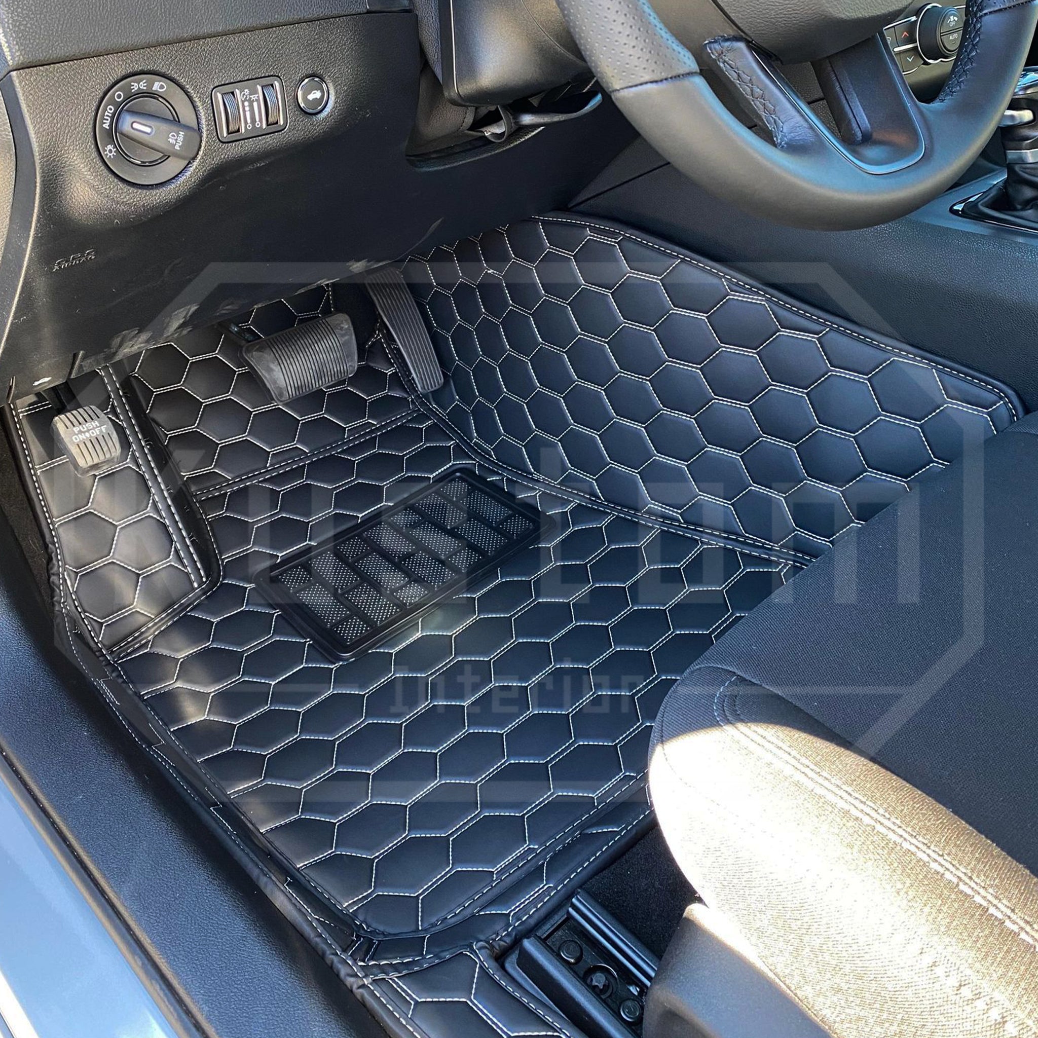 2015+ Dodge Charger Custom Honeycomb Leather Floor Mat Liners