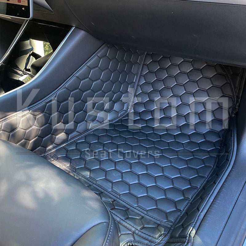 Tesla Model S Custom Honeycomb Leather Floor Mat