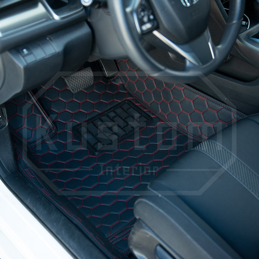 2016-21 Honda Civic Custom Honeycomb Leather Floor Mat