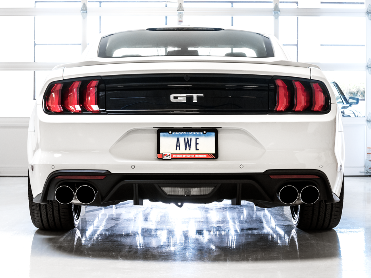 AWE SwitchPath™ Cat-back Exhaust for '18-'23 S550 Mustang GT - Quad Chrome Silver Tips
