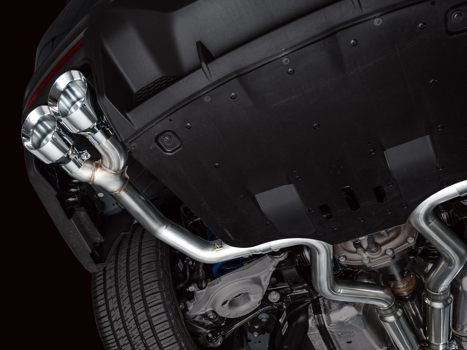 AWE Track Edition Exhaust for S650 Ford Mustang Dark Horse - Quad Chrome Silver Tips