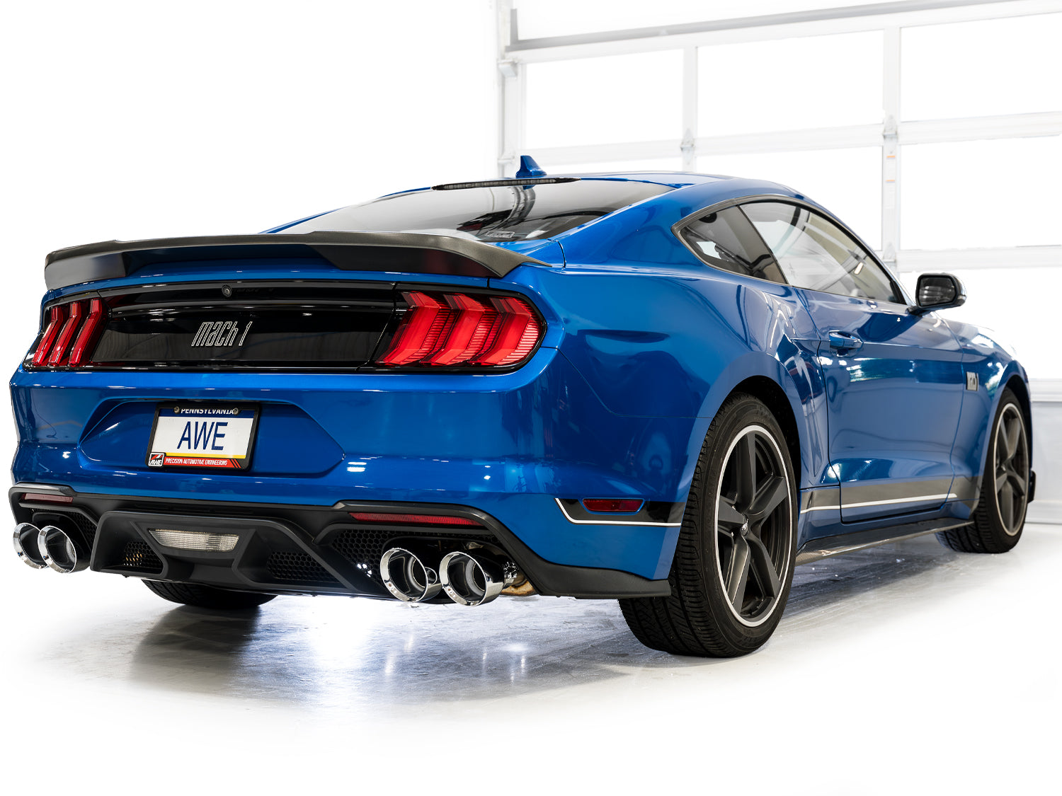 AWE SwitchPath™ Exhaust for Ford Mustang S550 Mach1 - Quad Chrome Silver Tip