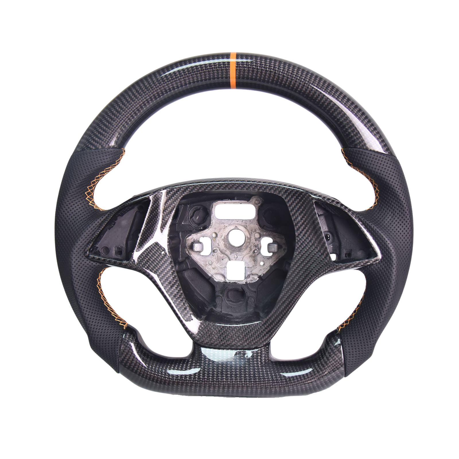 Chevrolet Corvette C7 Black Leather Orange Stitching Carbon Fiber Steering Wheel