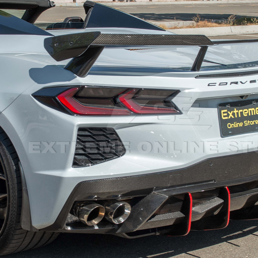 Corvette C8 Z51 DRY CARBON FIBER Rear Spoiler Add-On Wickers Extension