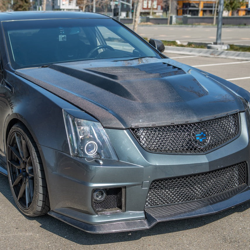 Blemished / Outlet - 2009-15 Cadillac CTS-V CARBON FIBER Middle Vented Front Bumper Hood