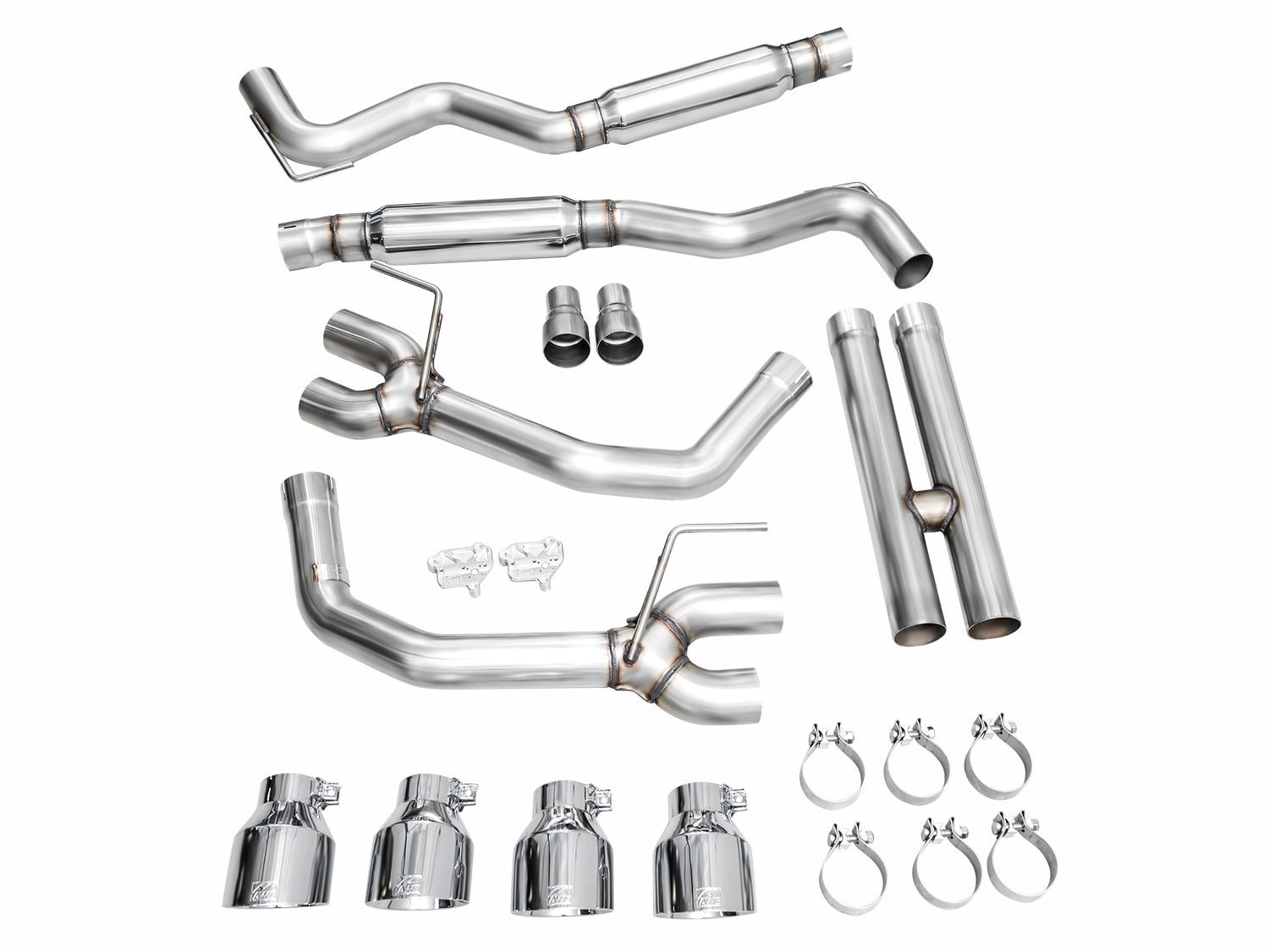 AWE Track Edition Exhaust for S650 Ford Mustang Dark Horse - Quad Chrome Silver Tips