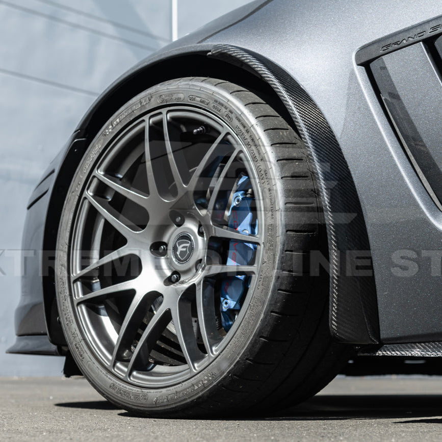 2005-13 Corvette C6 Z06 ZR1 Extended DRY CARBON FIBER Front Splash Guard Mud Flaps