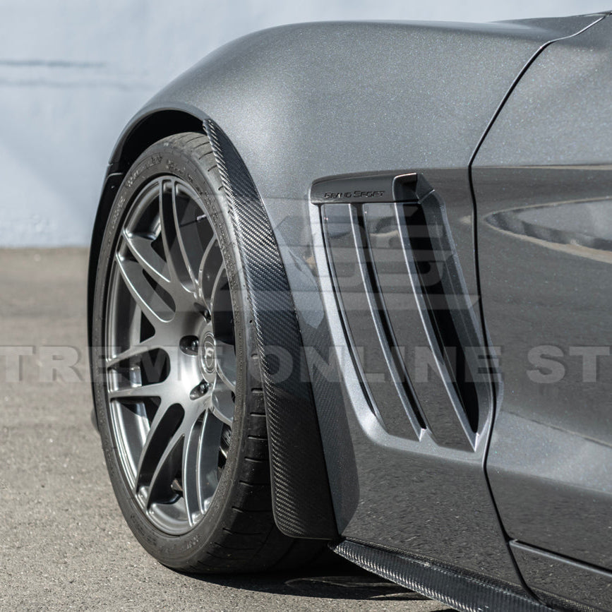 2005-13 Corvette C6 Z06 ZR1 Extended DRY CARBON FIBER Front Splash Guard Mud Flaps