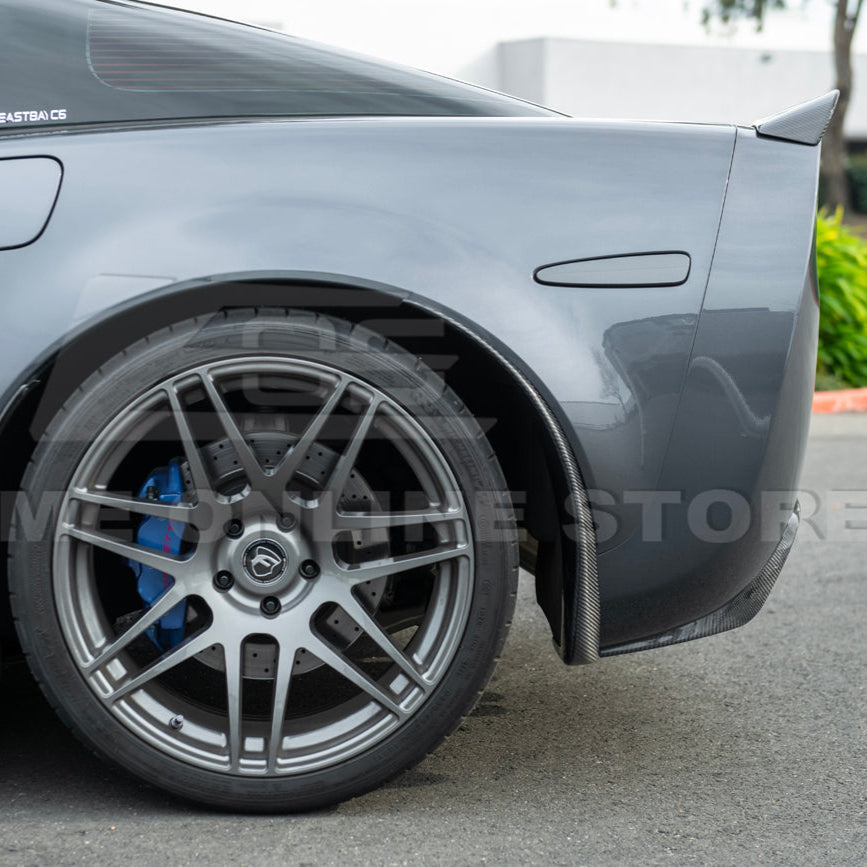 2005-13 Corvette C6 Z06 ZR1 Extended DRY CARBON FIBER Rear Splash Guard Mud Flaps