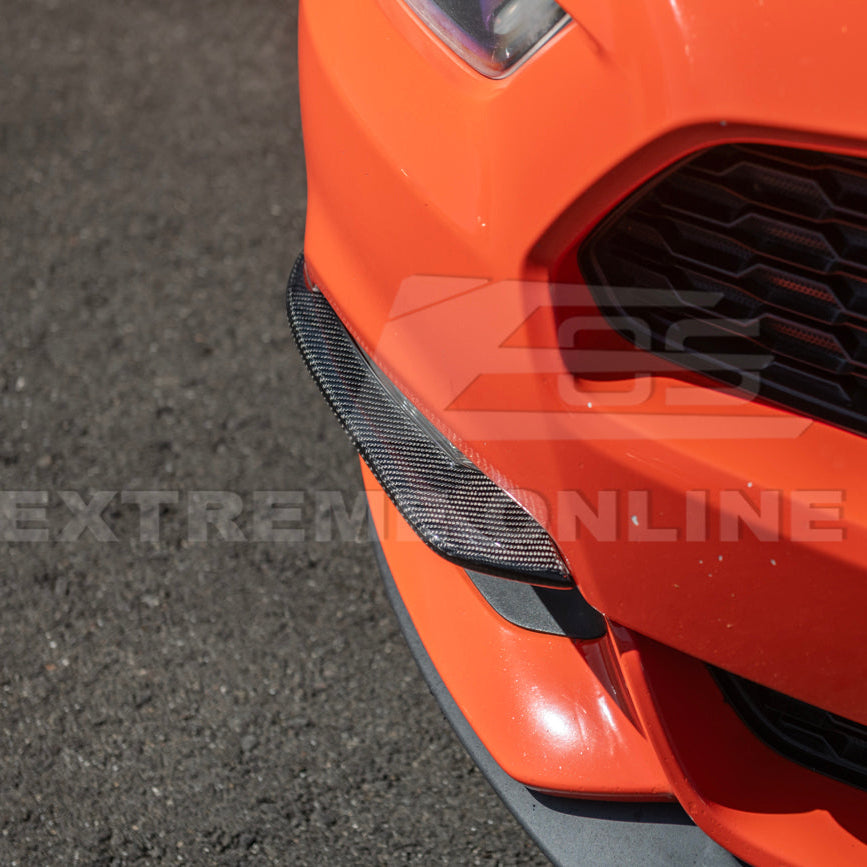 2015-17 Ford Mustang DRY CARBON FIBER Front Bumper Fog Light Eyebrow Trim Pair