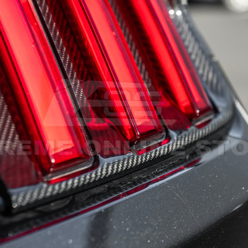 2015-17 Ford Mustang DRY CARBON FIBER Rear Tail Light Trim Bezel Cover Pair