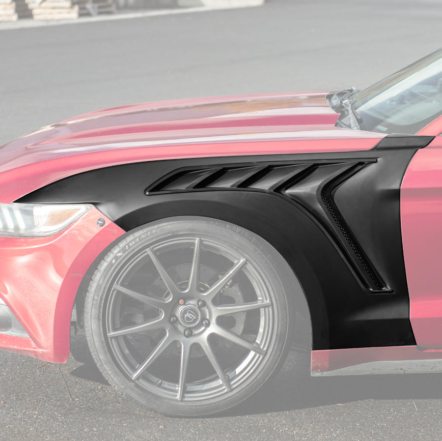 2015-17 Ford Mustang S550 | GTD Style Primed Black Front Side Vented Fenders