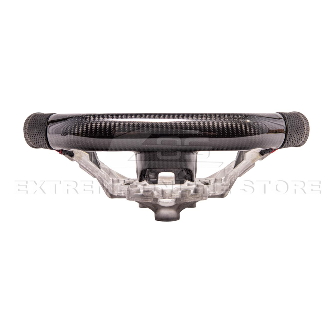 2015-23 Mustang Black Leather Red Stitching Carbon Fiber Steering Wheel
