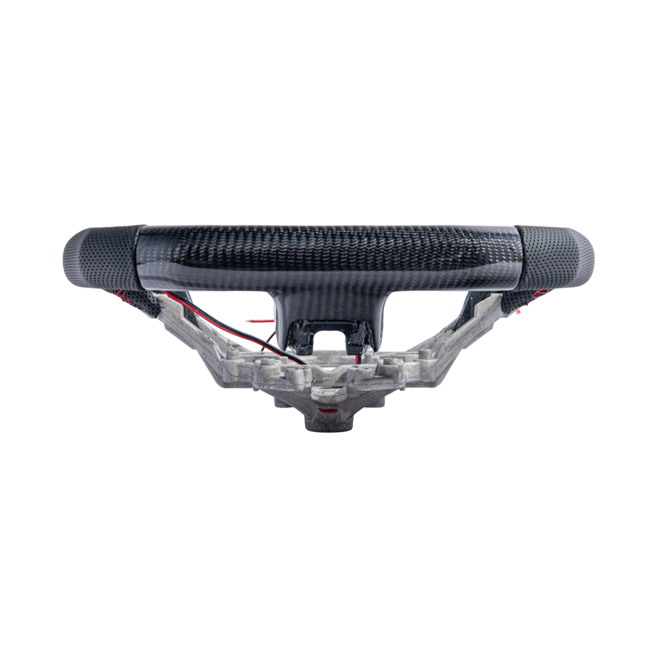 2015-23 Mustang Black Leather Red Stitching Carbon Fiber Steering Wheel
