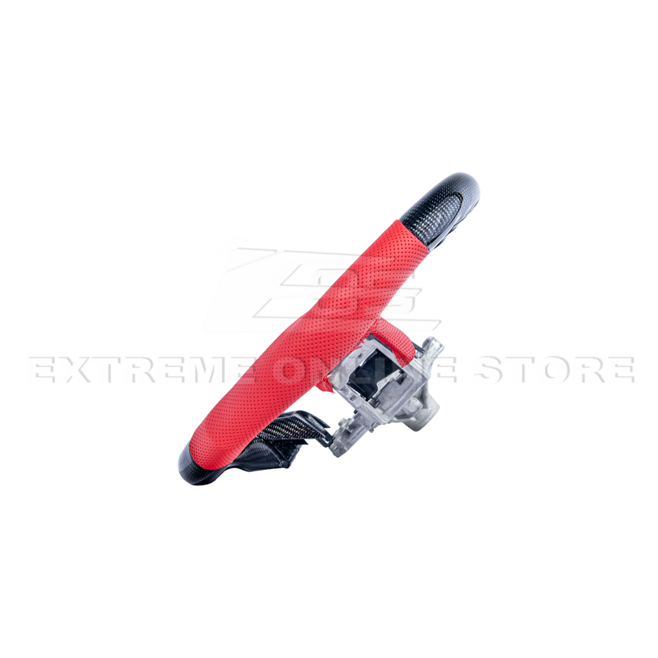 2015-23 Mustang Red Leather Red Stitching Carbon Fiber Steering Wheel