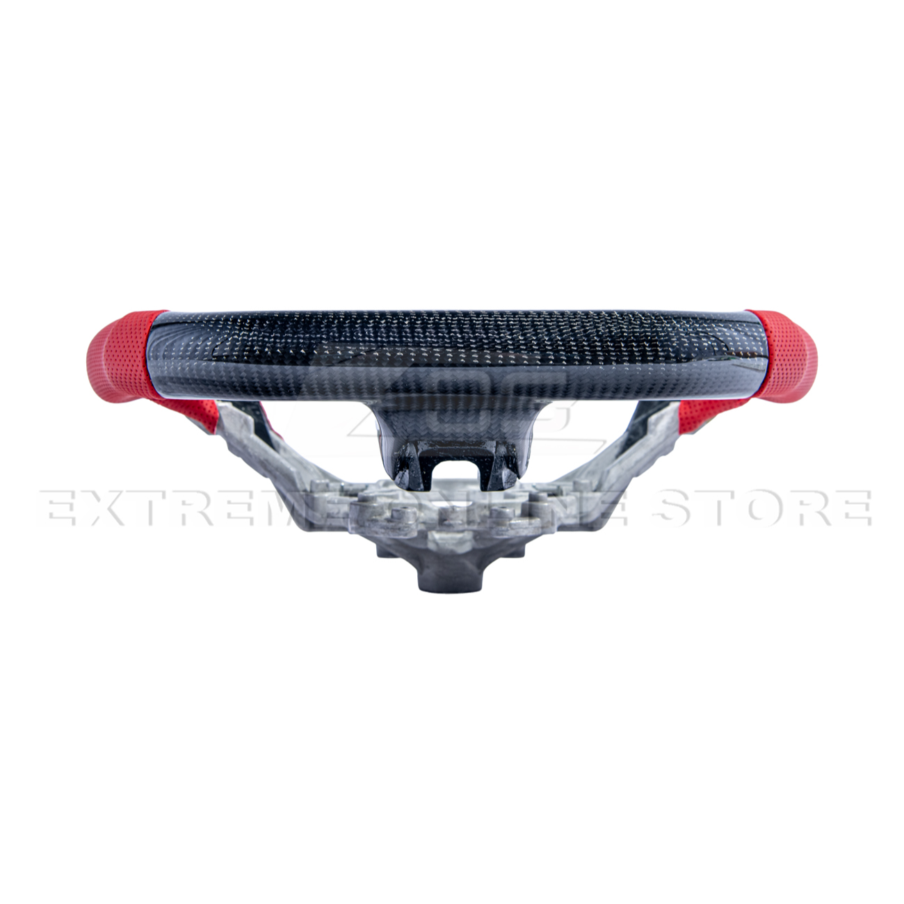 2015-23 Mustang Red Leather Red Stitching Carbon Fiber Steering Wheel