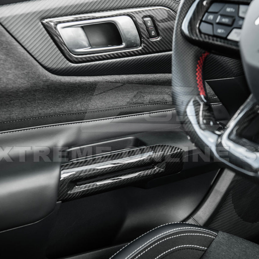 2015-Up Ford Mustang DRY CARBON FIBER Side Door Armrest Panel Trim Cover