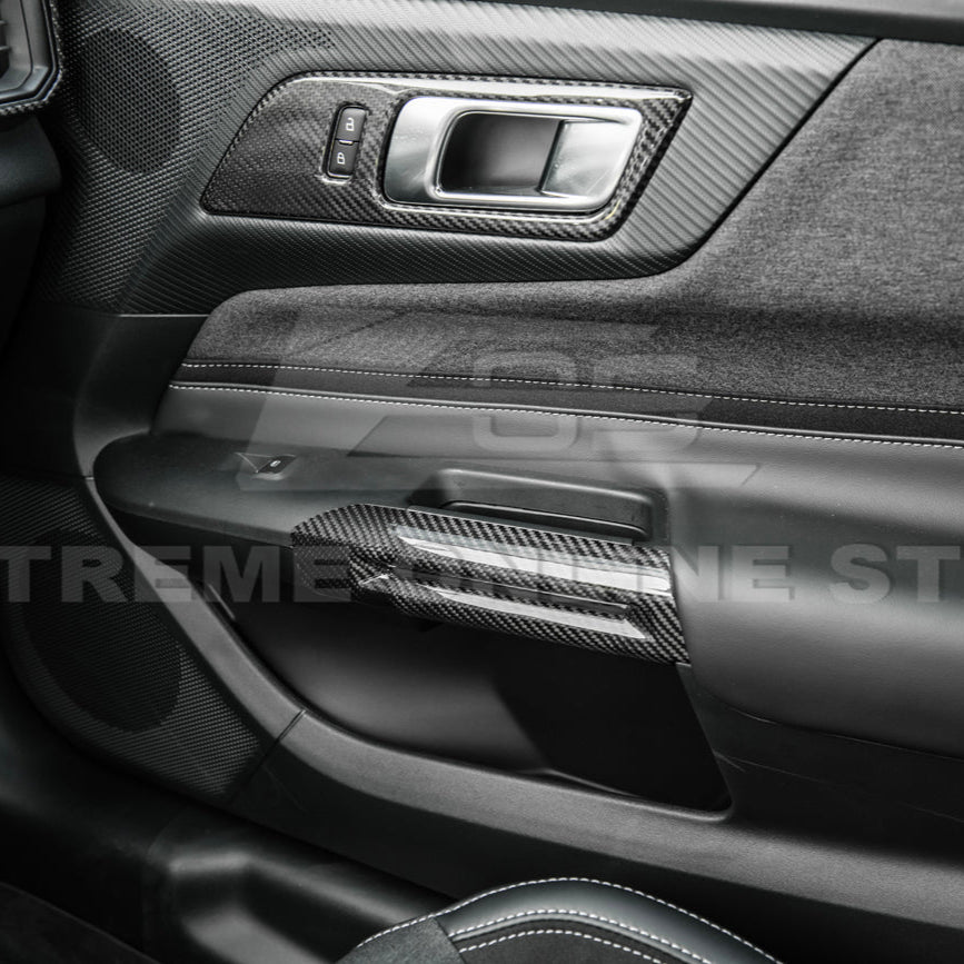 2015-Up Ford Mustang DRY CARBON FIBER Side Door Armrest Panel Trim Cover