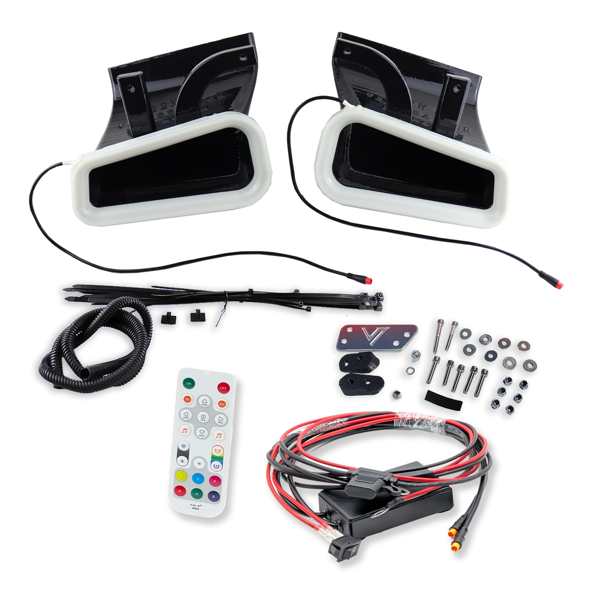 2016-2022 Infiniti Q60 Red Sport Dual BIG MOUTH LIT KIT Ram Air Intake Snorkels - product image 1