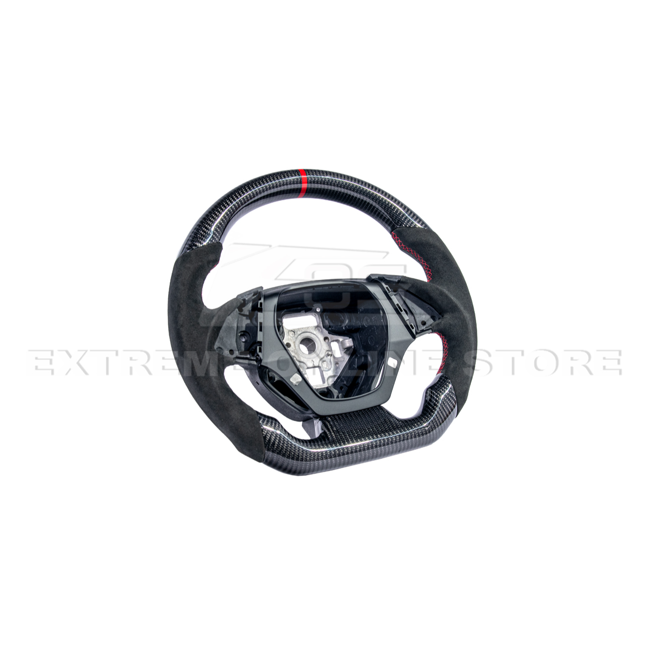 2016-2024 CAMARO CARBON FIBER Black Alcantara Red Stripe Steering Wheel