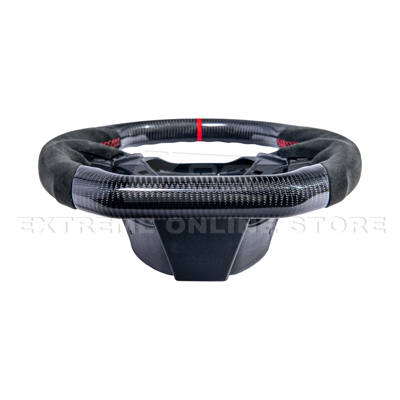 2016-2024 CAMARO CARBON FIBER Black Alcantara Red Stripe Steering Wheel