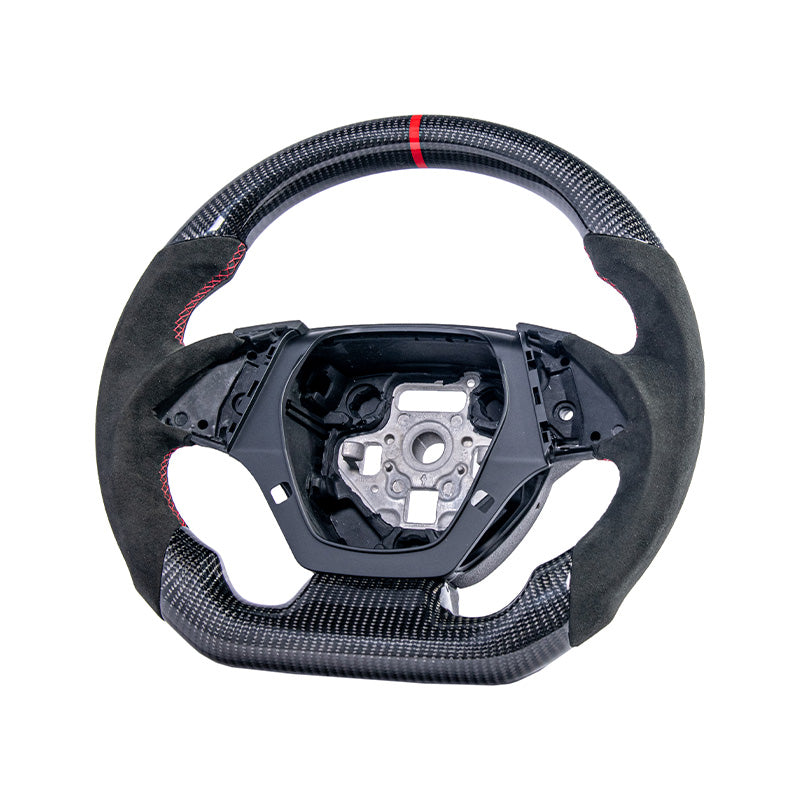 2016-2024 CAMARO CARBON FIBER Black Alcantara Red Stripe Steering Wheel