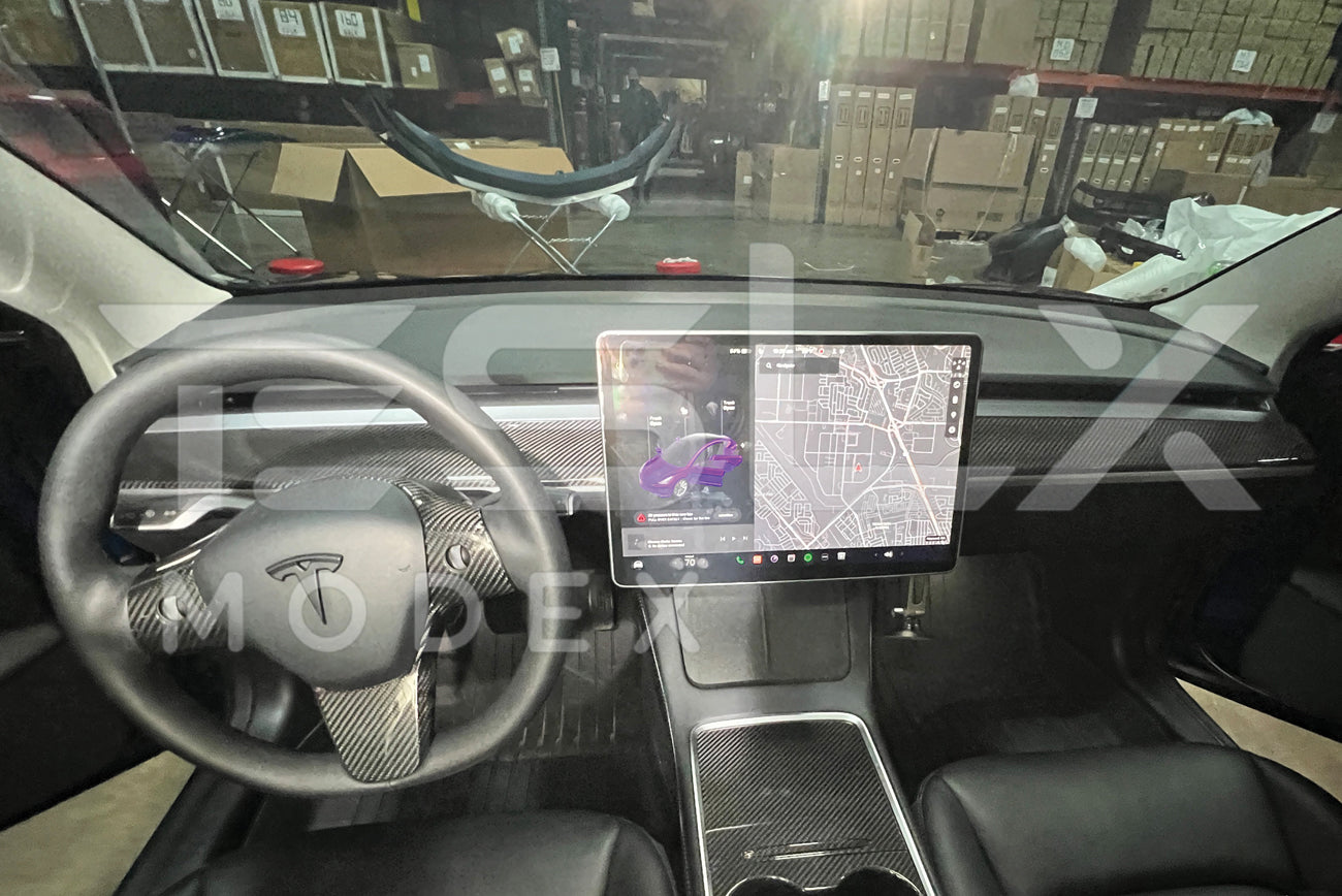2017-Up Tesla Model 3 & 20-24 Y Carbon Fiber Interior Instrument Trim