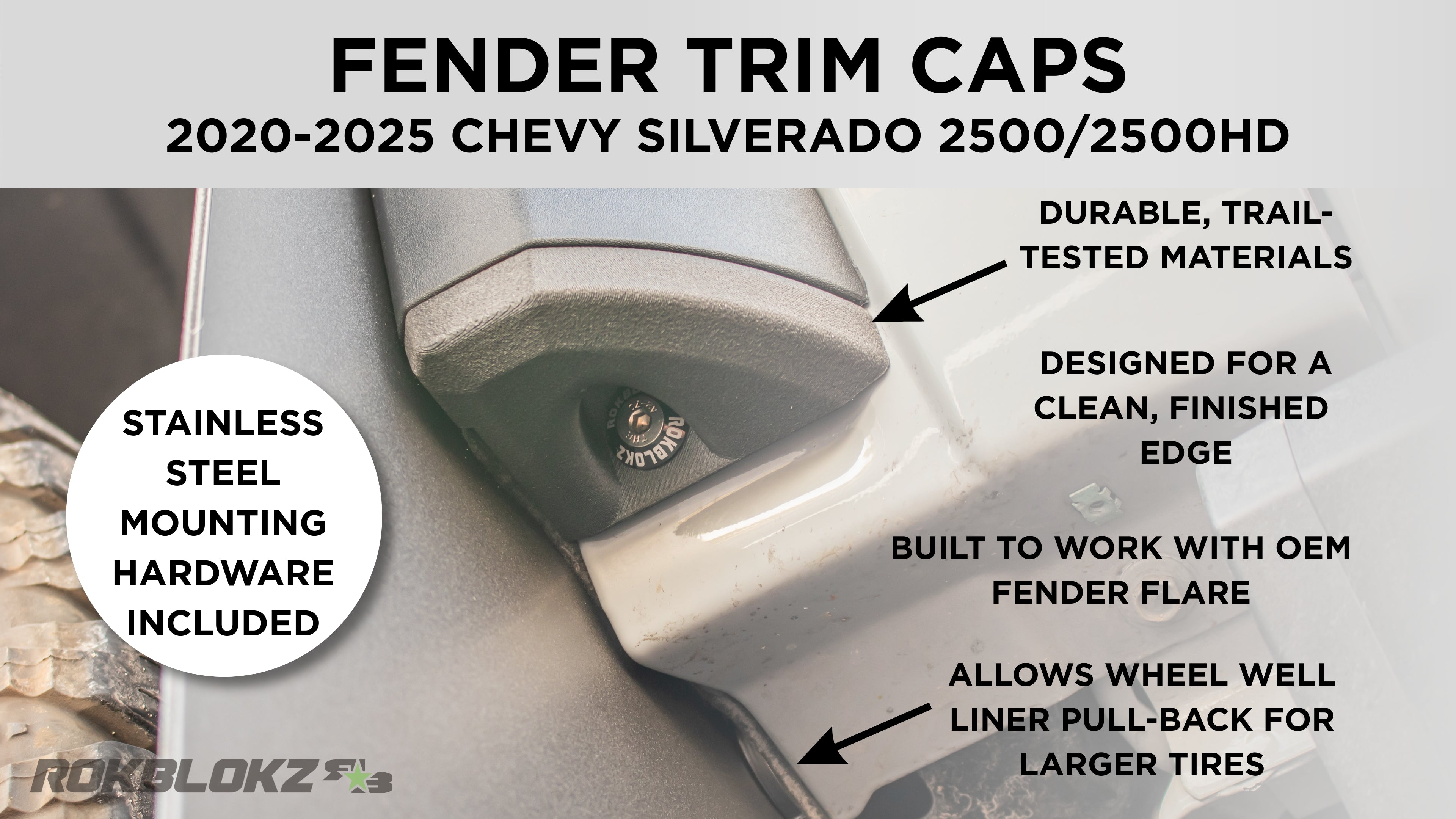2020-2025 Chevrolet Silverado 2500/3500 HD Fender Trim Caps