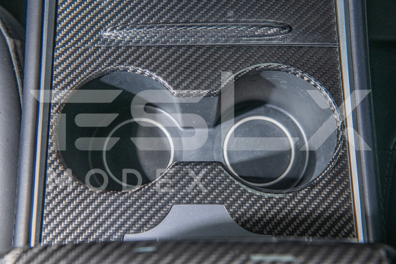 2020-23 Tesla Model 3 & 20-24 Y Carbon Fiber Interior Center Console Cover