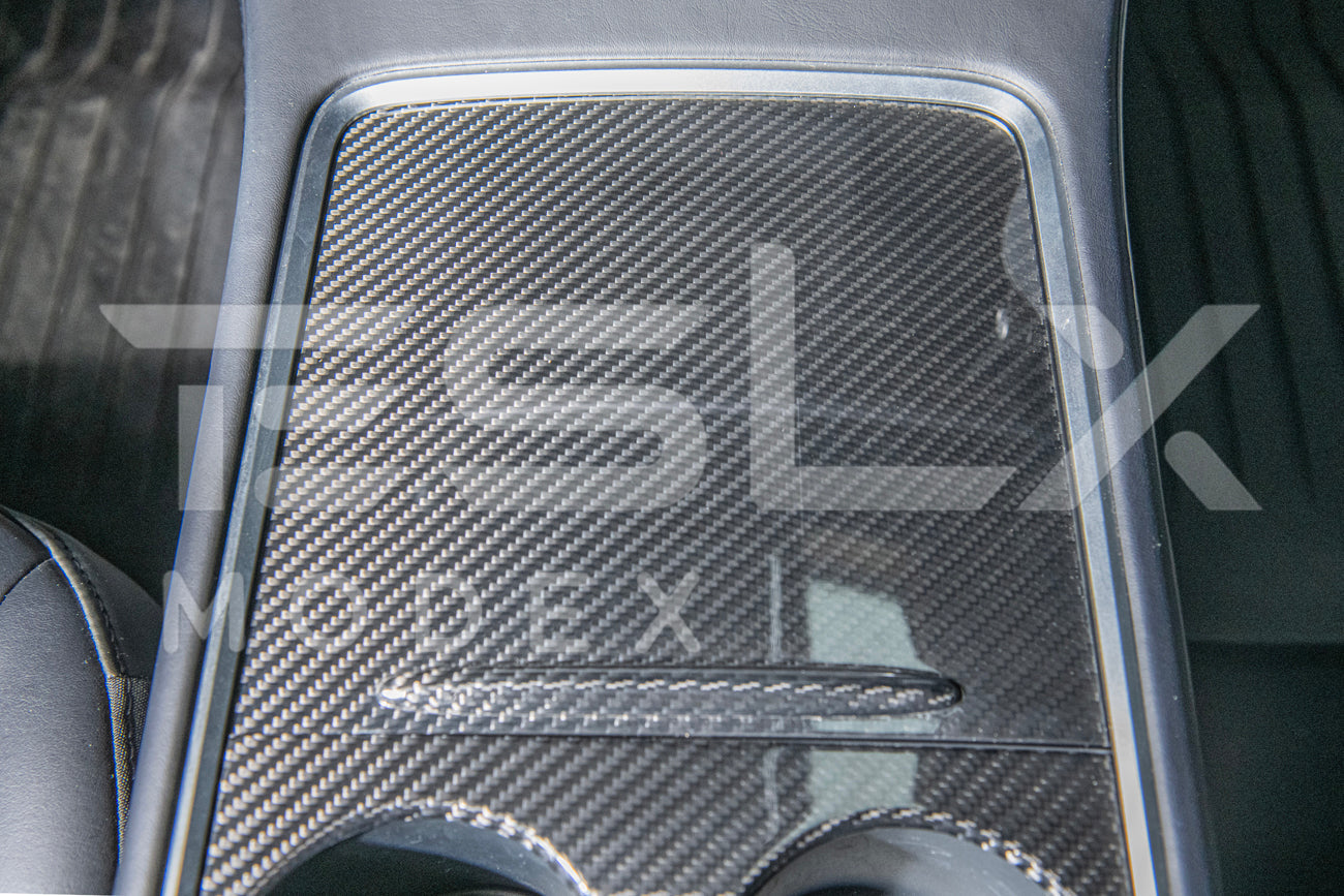 2020-23 Tesla Model 3 & 20-24 Y Carbon Fiber Interior Center Console Cover