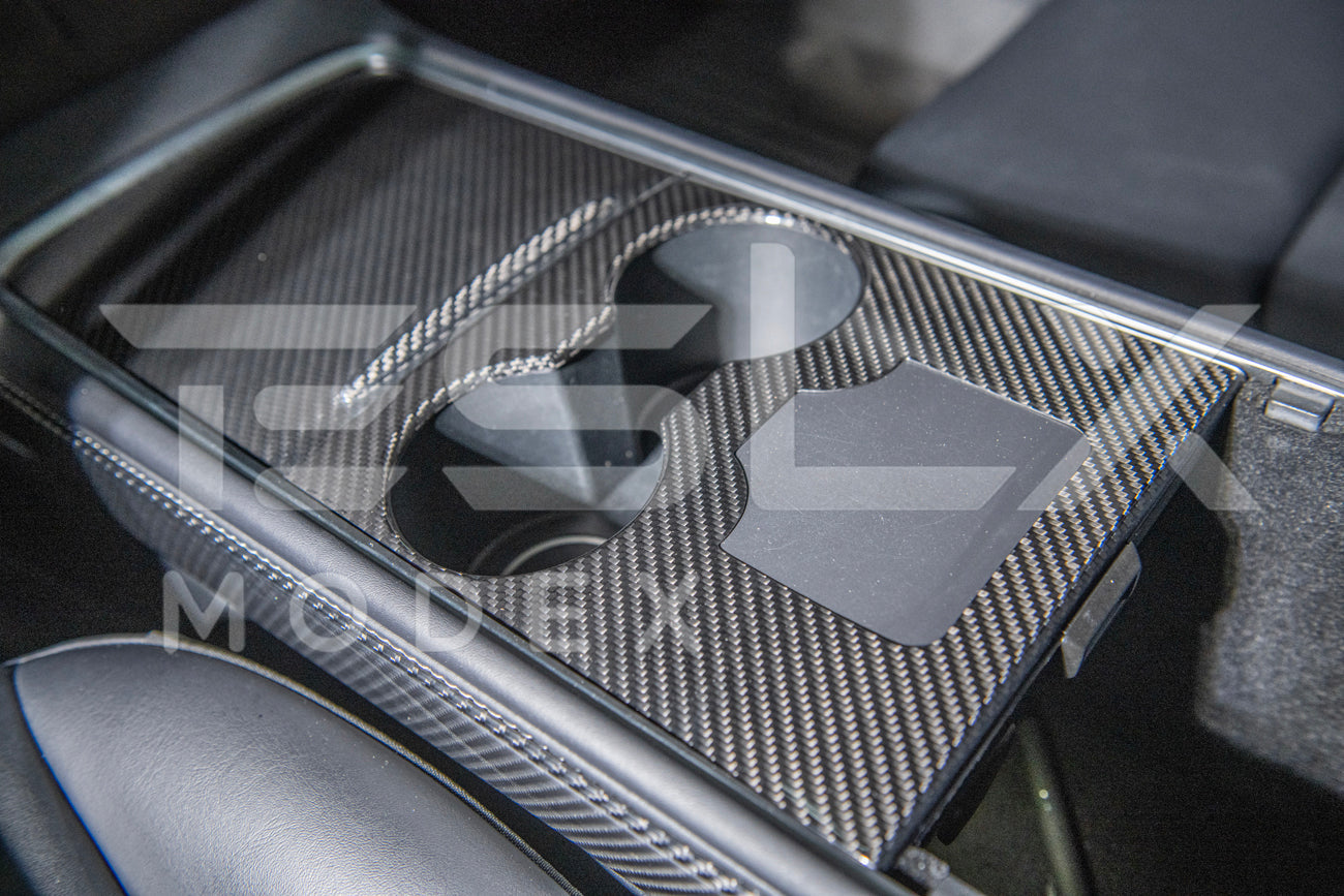2020-23 Tesla Model 3 & 20-24 Y Carbon Fiber Interior Center Console Cover