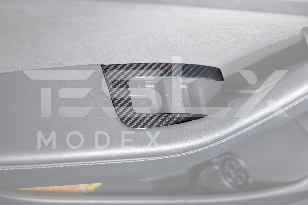 2020-23 Tesla Model 3 & 20-24 Y Carbon Fiber Interior Door Glass Lifting Panel Cover