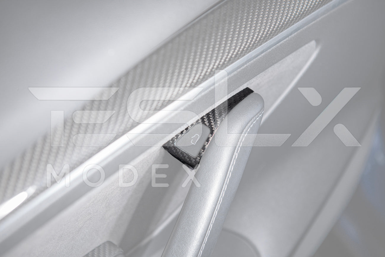 2020-23 Tesla Model 3 & 20-24 Y Carbon Fiber Interior Door Glass Lifting Panel Cover