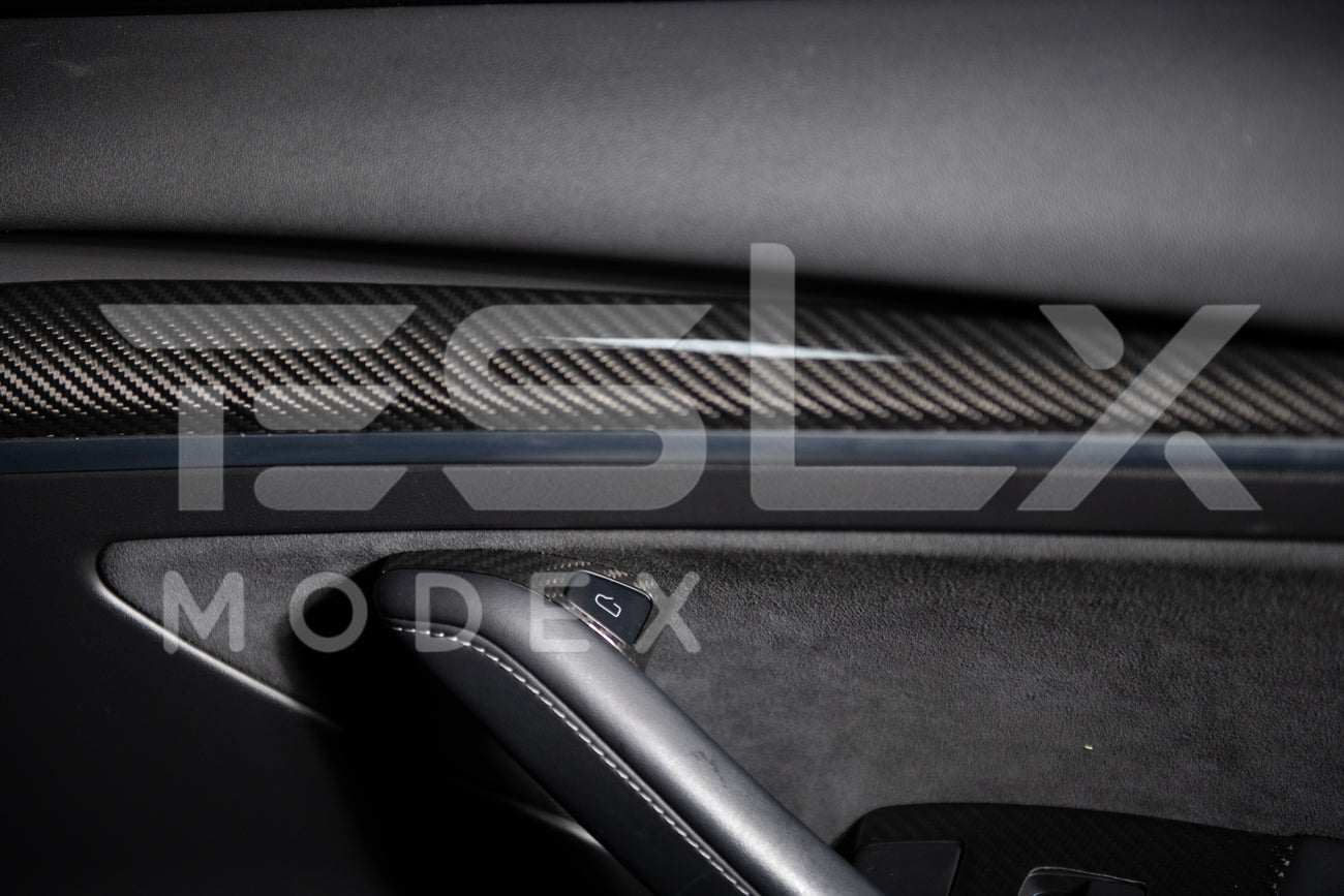 2020-23 Tesla Model 3 & 20-24 Y Carbon Fiber Interior Door Glass Lifting Panel Cover