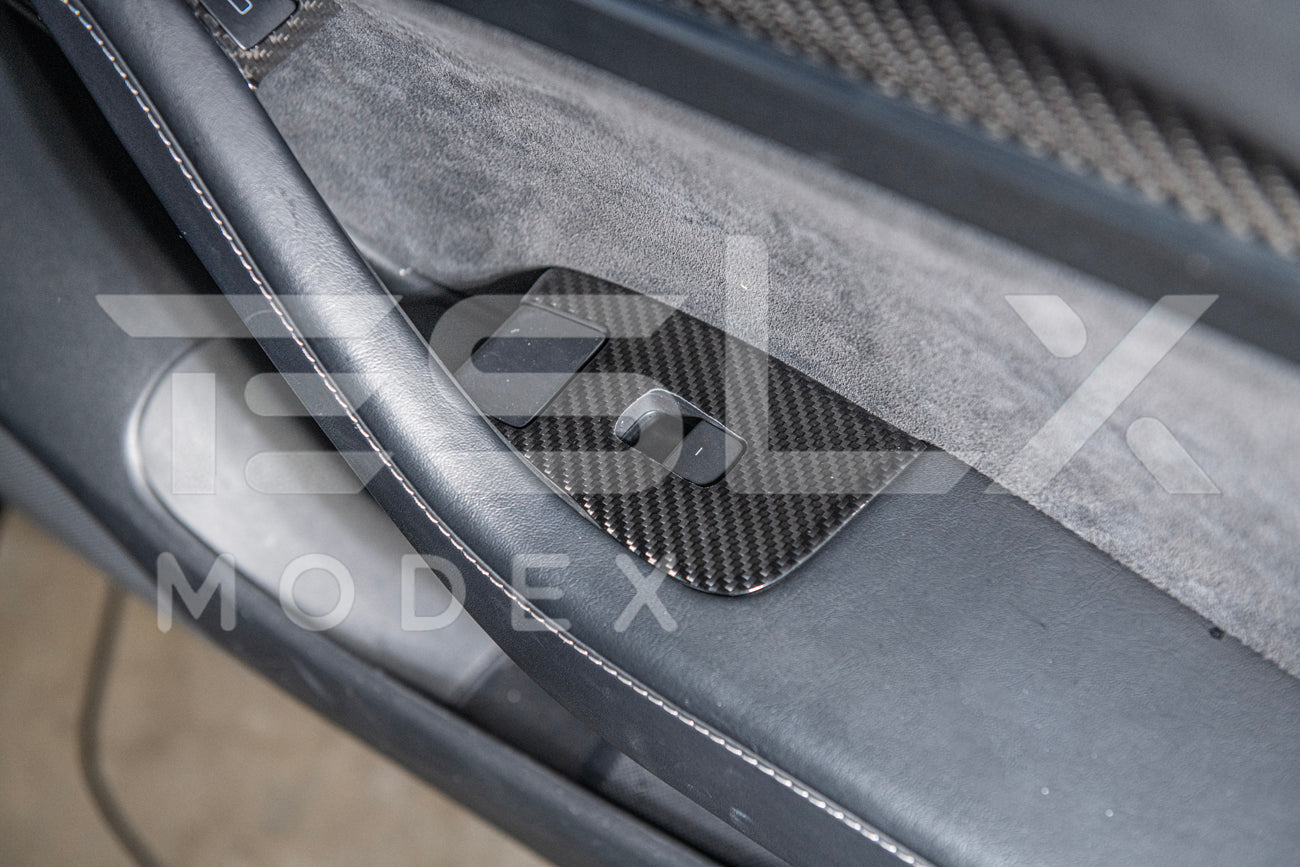 2020-23 Tesla Model 3 & 20-24 Y Carbon Fiber Interior Door Glass Lifting Panel Cover