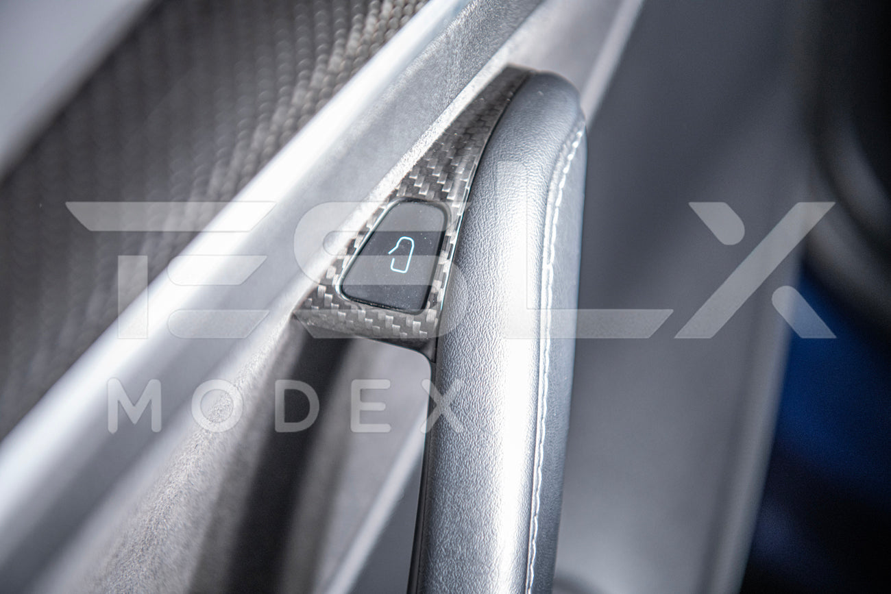 2020-23 Tesla Model 3 & 20-24 Y Carbon Fiber Interior Door Glass Lifting Panel Cover