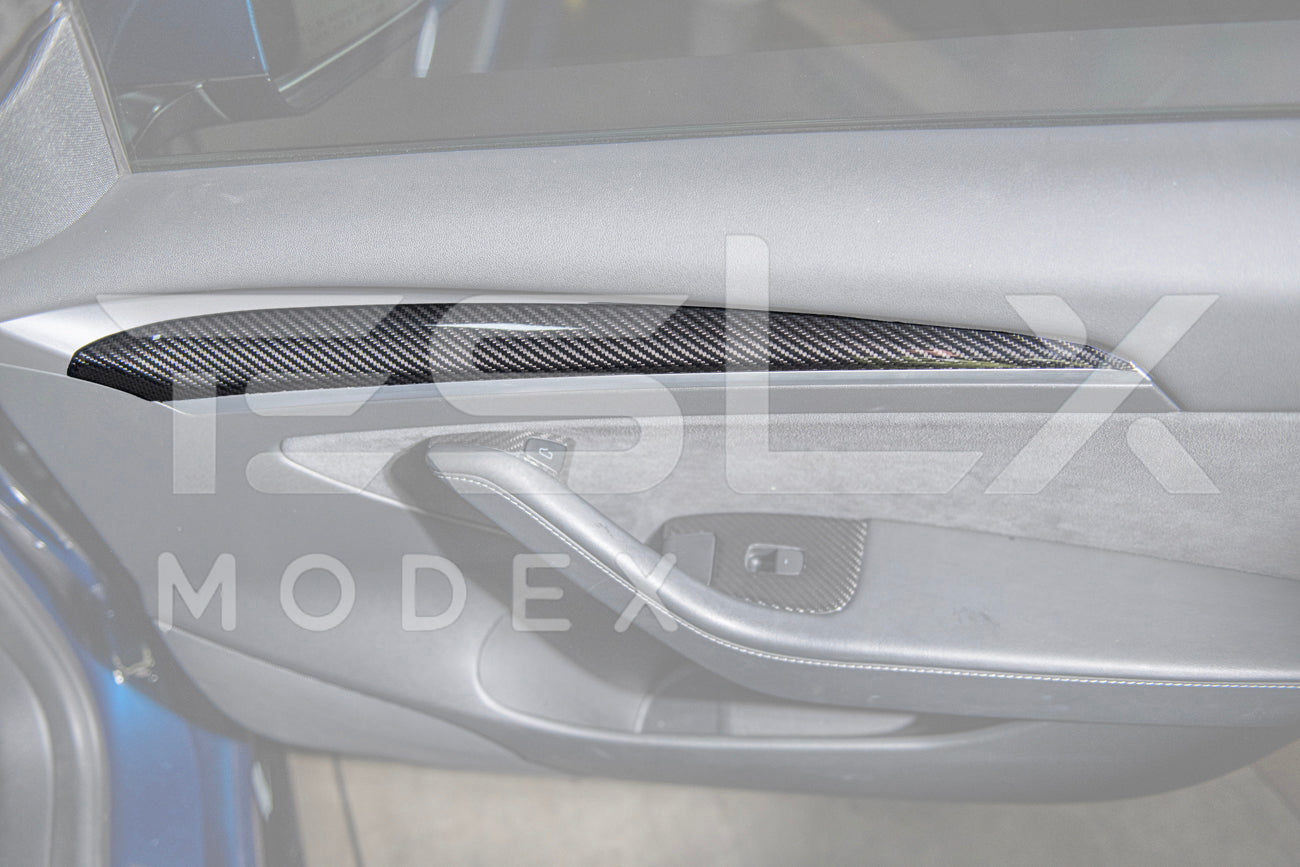 2020-23 Tesla Model 3 & 20-24 Y Carbon Fiber Interior Door Trim Panel Cover