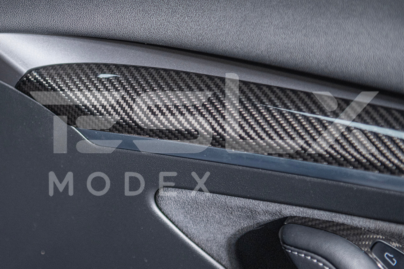2020-23 Tesla Model 3 & 20-24 Y Carbon Fiber Interior Door Trim Panel Cover