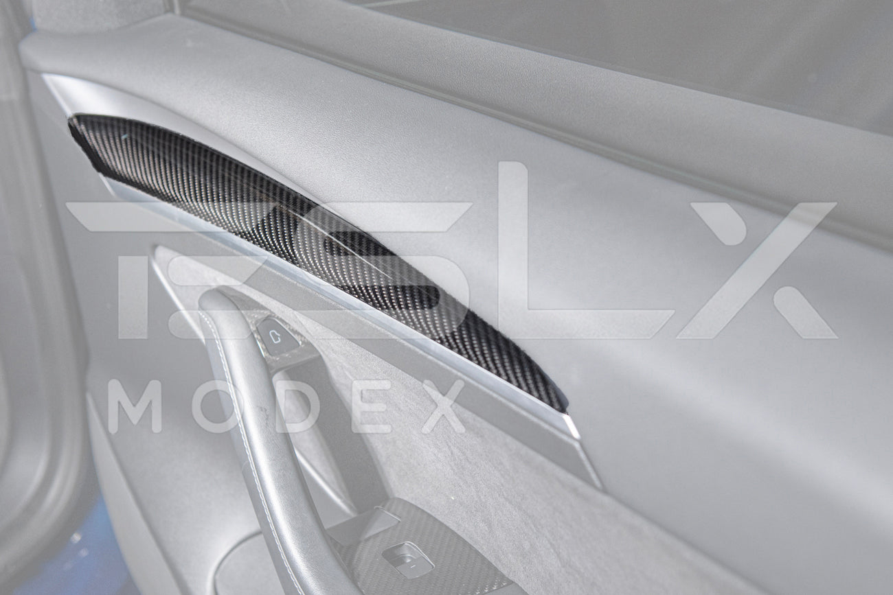 2020-23 Tesla Model 3 & 20-24 Y Carbon Fiber Interior Door Trim Panel Cover