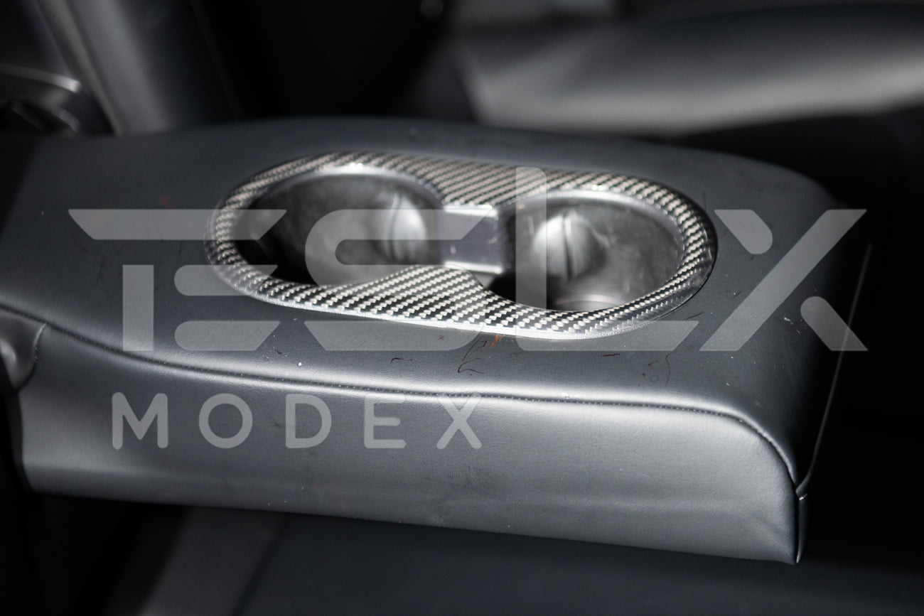 2020-23 Tesla Model 3 & 20-24 Y Carbon Fiber Interior Rear Water Cup Frame