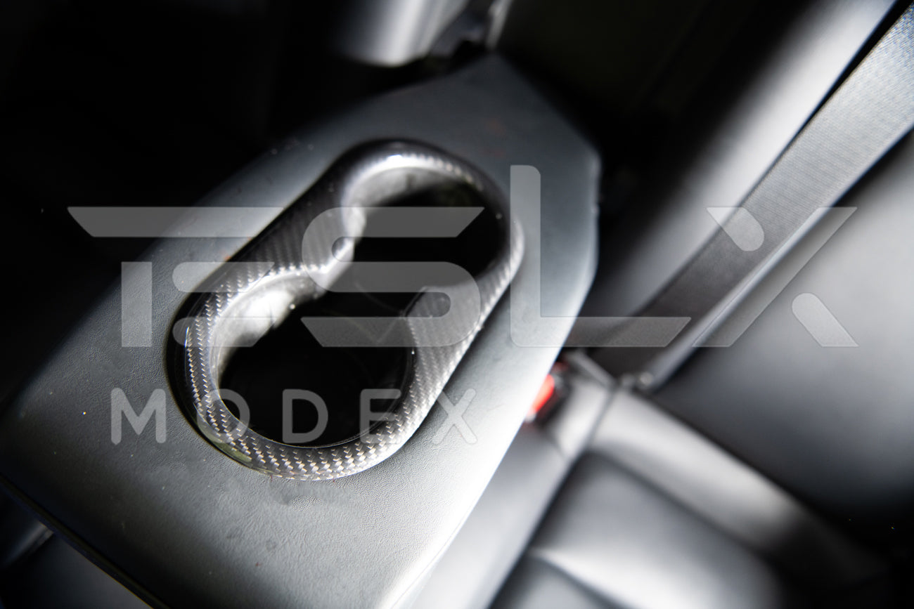 2020-23 Tesla Model 3 & 20-24 Y Carbon Fiber Interior Rear Water Cup Frame