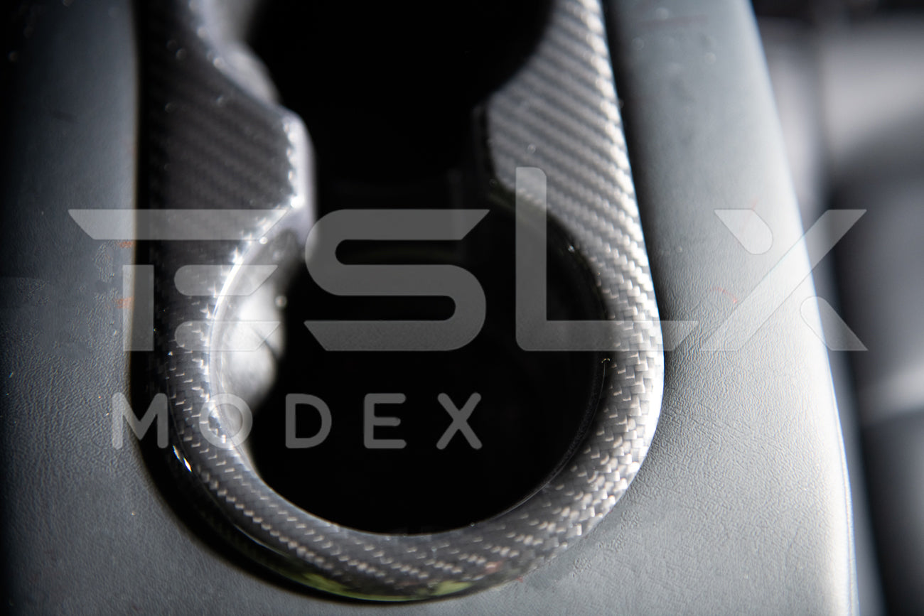 2020-23 Tesla Model 3 & 20-24 Y Carbon Fiber Interior Rear Water Cup Frame