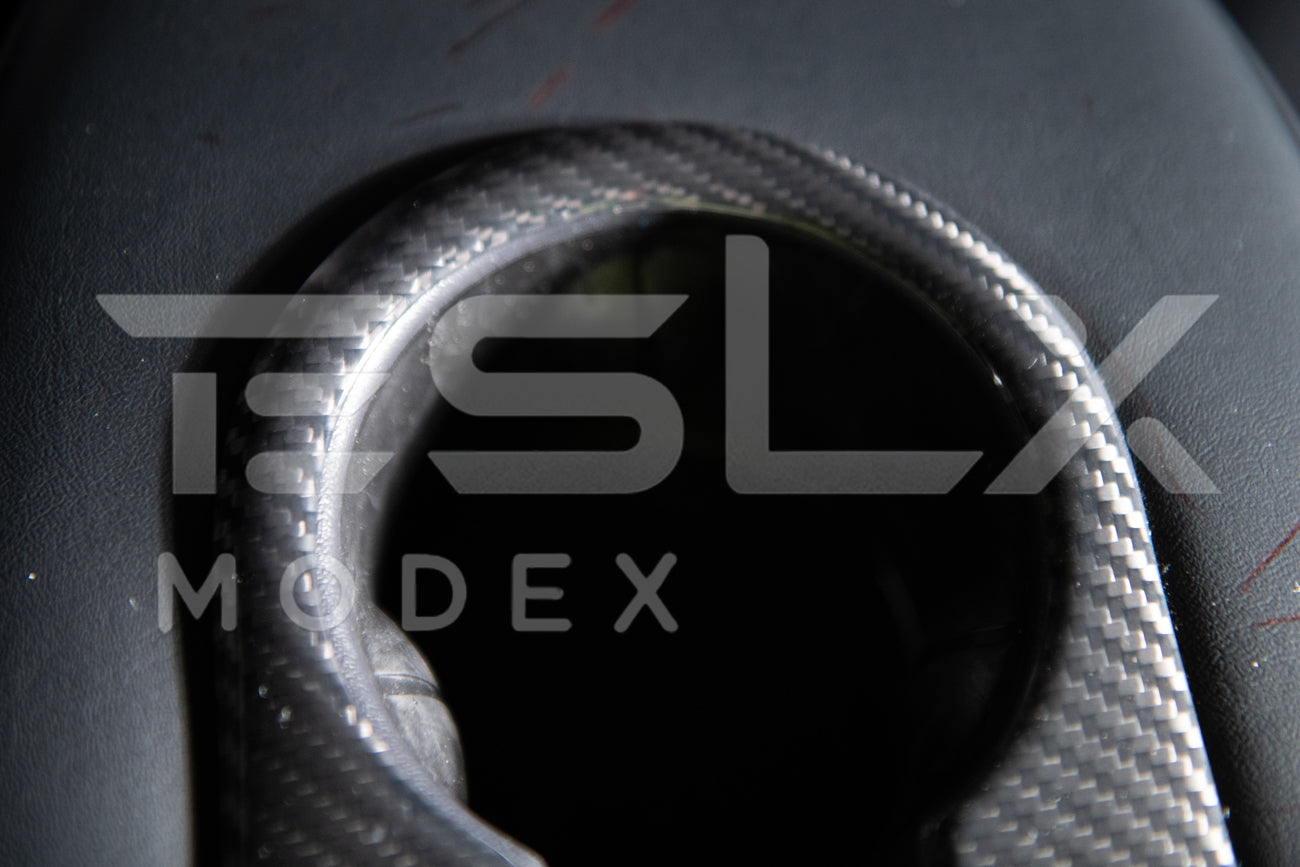 2020-23 Tesla Model 3 & 20-24 Y Carbon Fiber Interior Rear Water Cup Frame