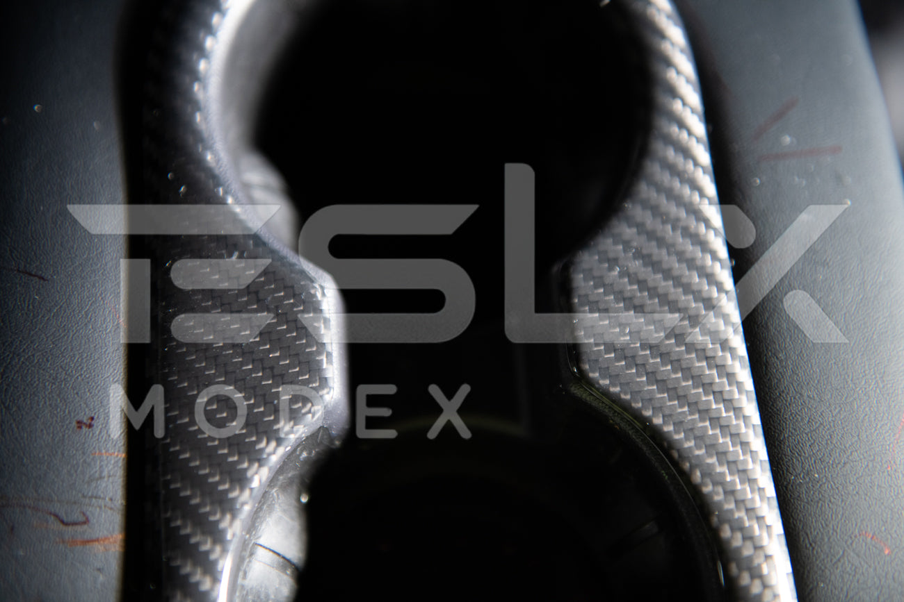 2020-23 Tesla Model 3 & 20-24 Y Carbon Fiber Interior Rear Water Cup Frame