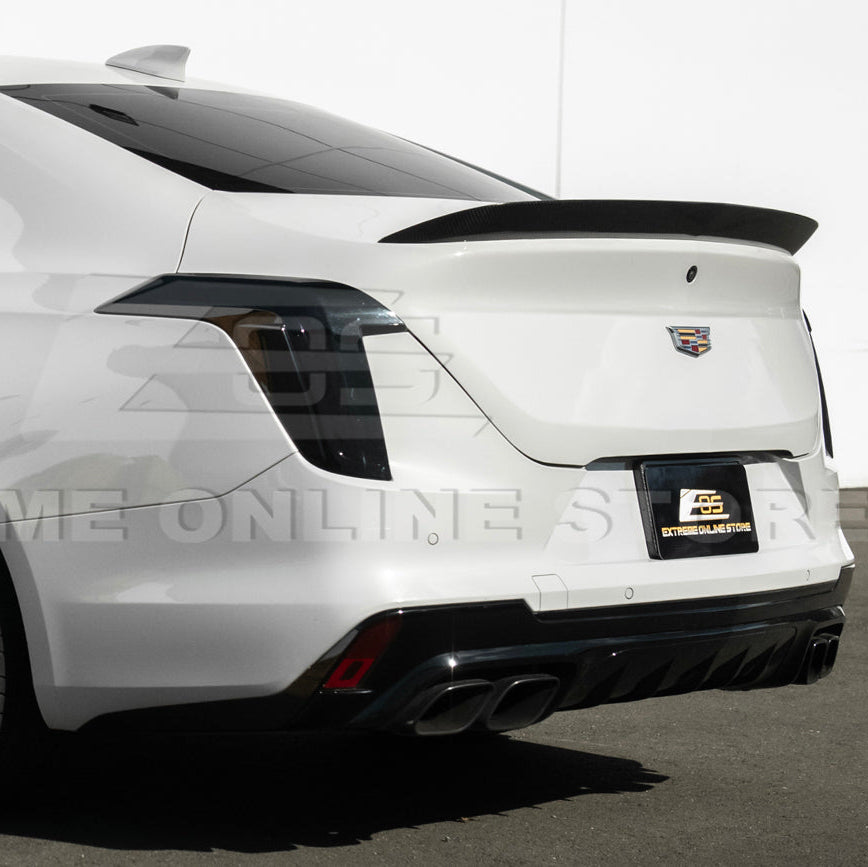 2020-Up Cadillac CT4 | SMOKE TINTED Rear Tail Light Trim Bezel Cover Pair