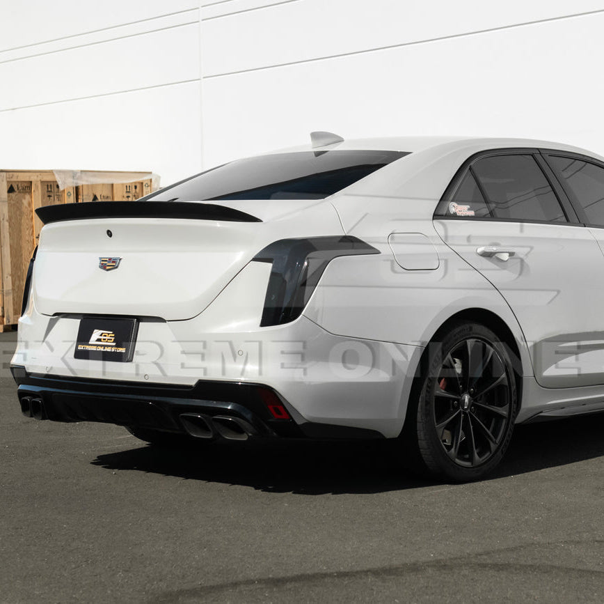 2020-Up Cadillac CT4 | SMOKE TINTED Rear Tail Light Trim Bezel Cover Pair