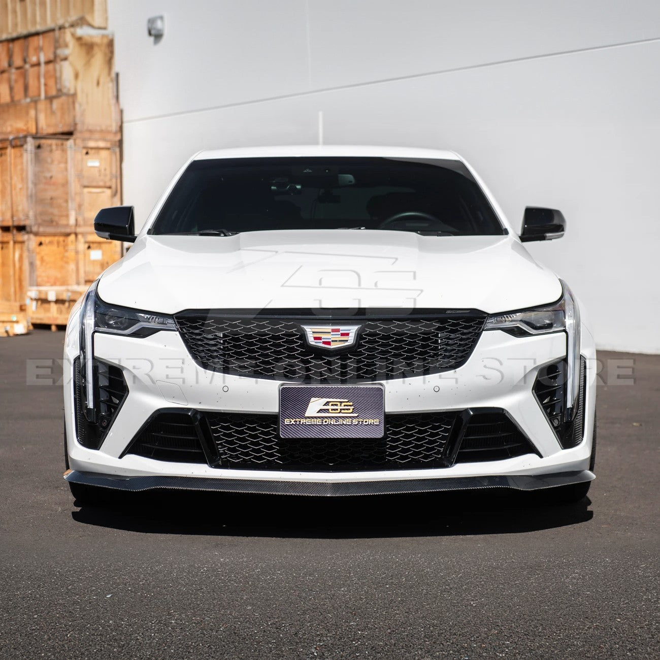 2020-Up Cadillac CT4-V Blackwing Front Lip Splitter & Carnards