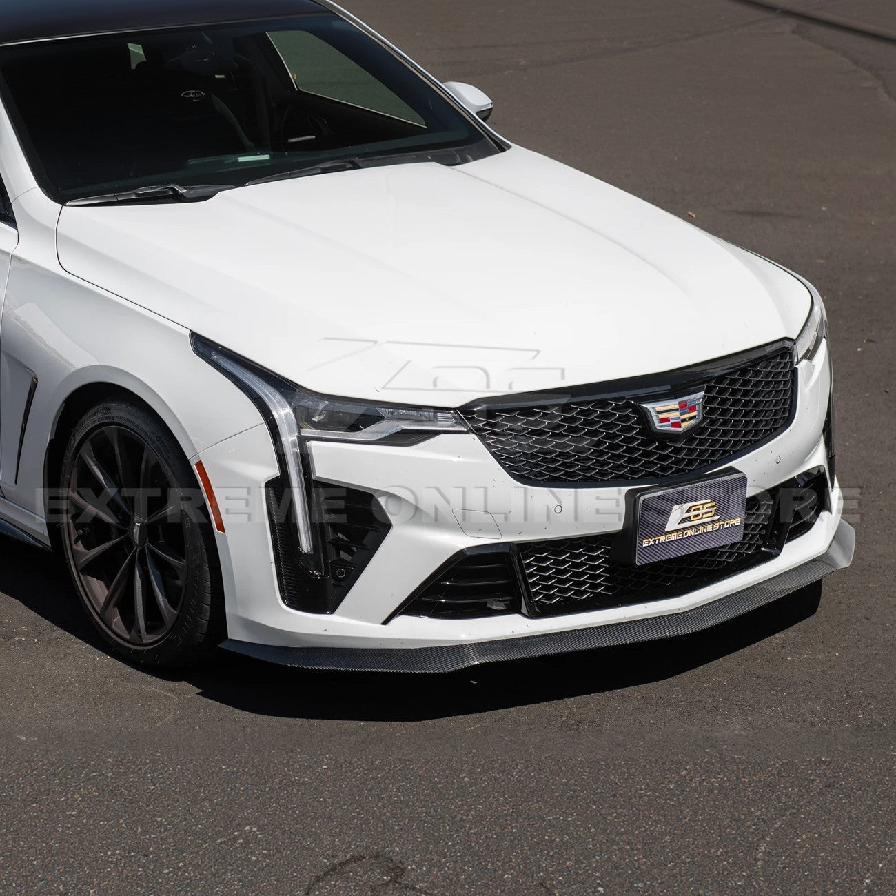 2020-Up Cadillac CT4-V Blackwing Front Lip Splitter & Carnards
