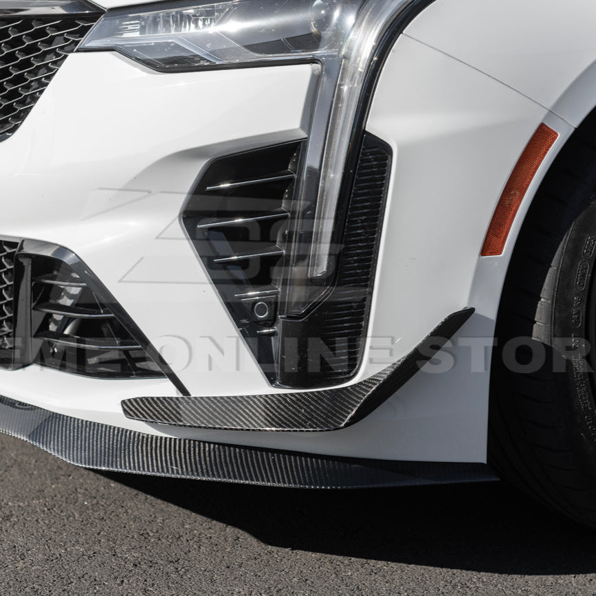 2020-Up Cadillac CT4-V Blackwing Front Lip Splitter & Carnards